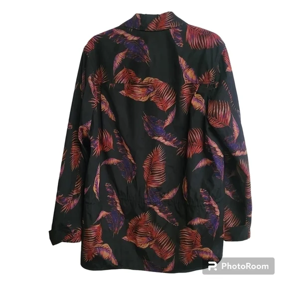 Alexander Wang‎ Black And Red Leaf Print Snap Button Jacket Size EU 48